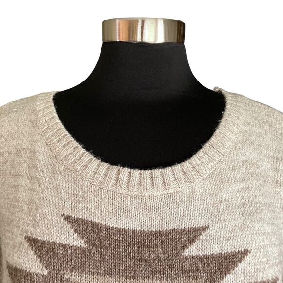 American Eagle Pullover Sweater Wool Blend Scoop MED Aztec Western Cowgirl - Picture 2 of 9
